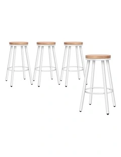 4x Bar Stools Retro Kitchen Vintage Chair Industrial Rocio White