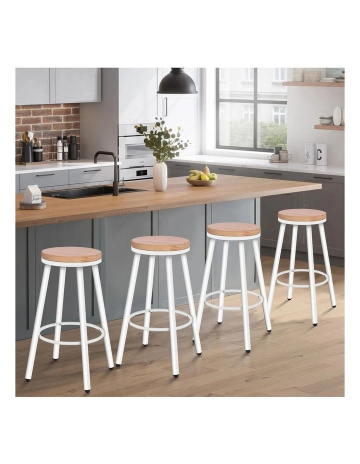 4x Bar Stools Retro Kitchen Vintage Chair Industrial Rocio White image 5