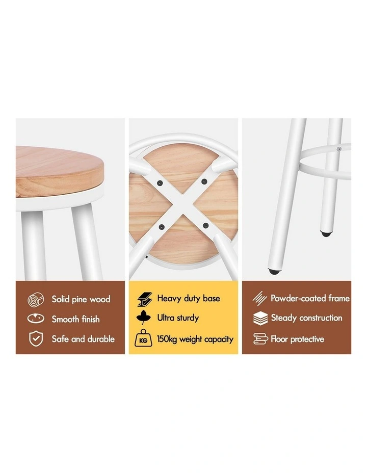 4x Bar Stools Retro Kitchen Vintage Chair Industrial Rocio White image 6
