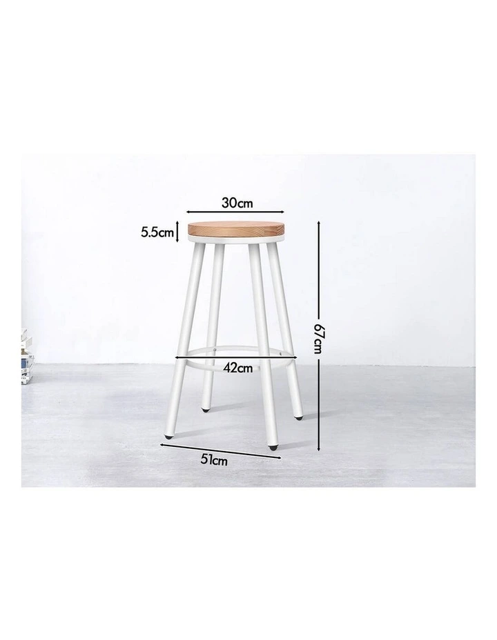 4x Bar Stools Retro Kitchen Vintage Chair Industrial Rocio White image 7