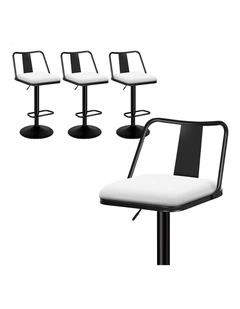 4x Bar Stools Gas Lift Leather Bar Chairs Kitchen Swivel Gloria White