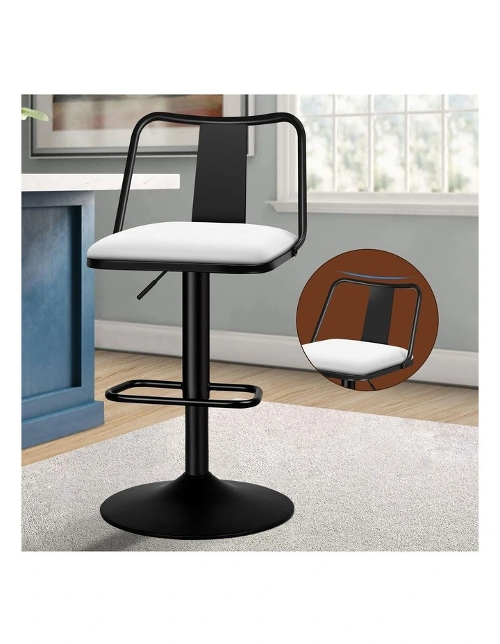 4x Bar Stools Gas Lift Leather Bar Chairs Kitchen Swivel Gloria White image 6