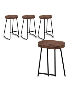 4x Bar Stools 75cm Tractor Kitchen Wooden Vintage Chair Dark