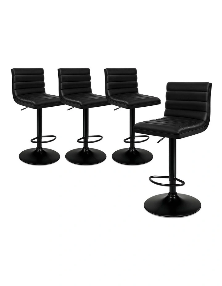 Bar Stools Kitchen Swivel All Black Ruel x4 image 1