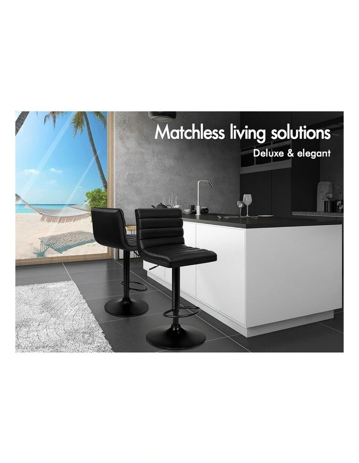 Bar Stools Kitchen Swivel All Black Ruel x4 image 4