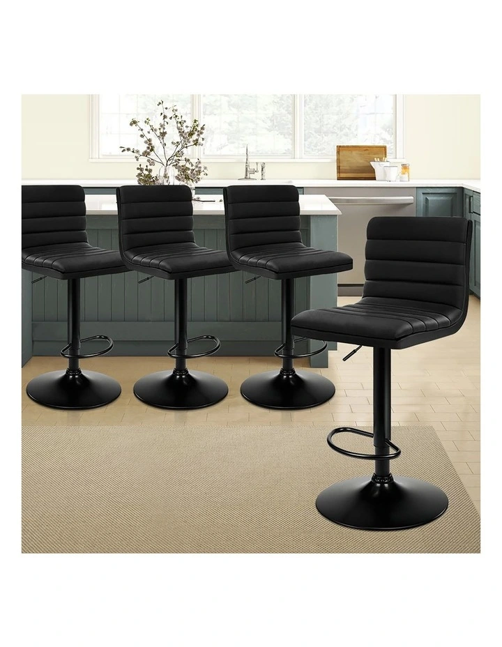 Bar Stools Kitchen Swivel All Black Ruel x4 image 5