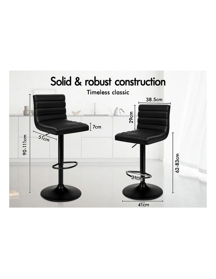 Bar Stools Kitchen Swivel All Black Ruel x4 image 6