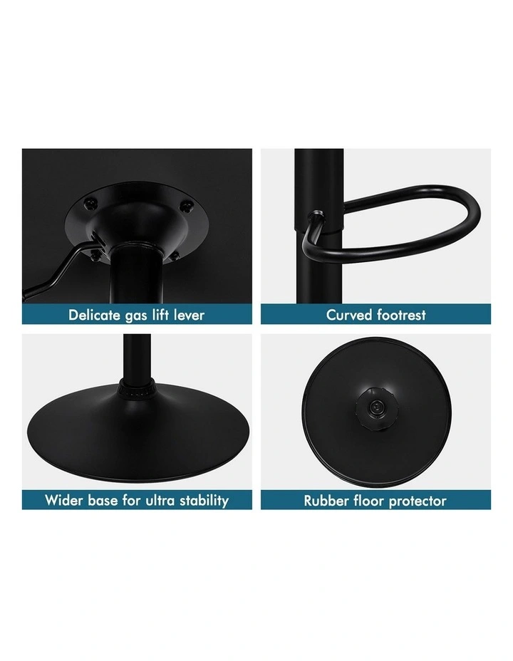 Bar Stools Kitchen Swivel All Black Ruel x4 image 7