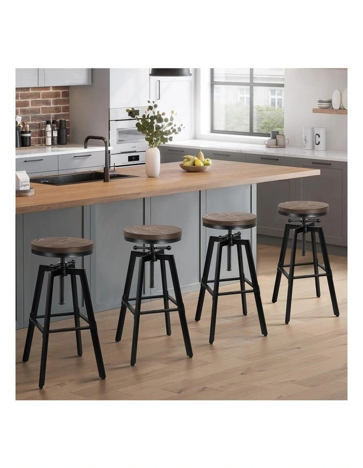 4x Bar Stool Retro Kitchen Vintage Chair Industrial Rustic Ezra image 2