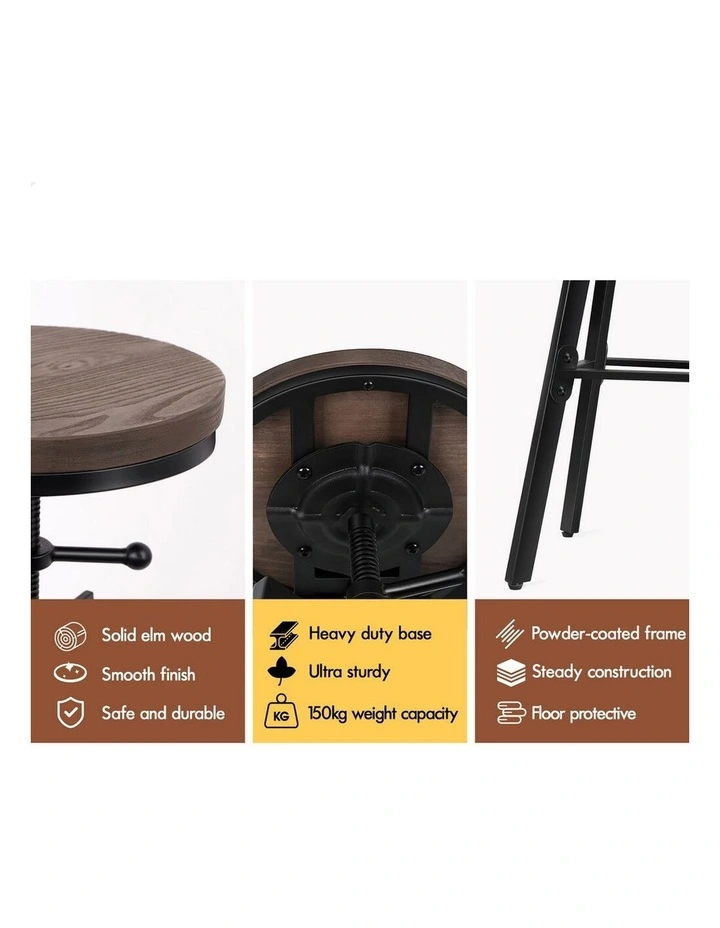 4x Bar Stool Retro Kitchen Vintage Chair Industrial Rustic Ezra image 6