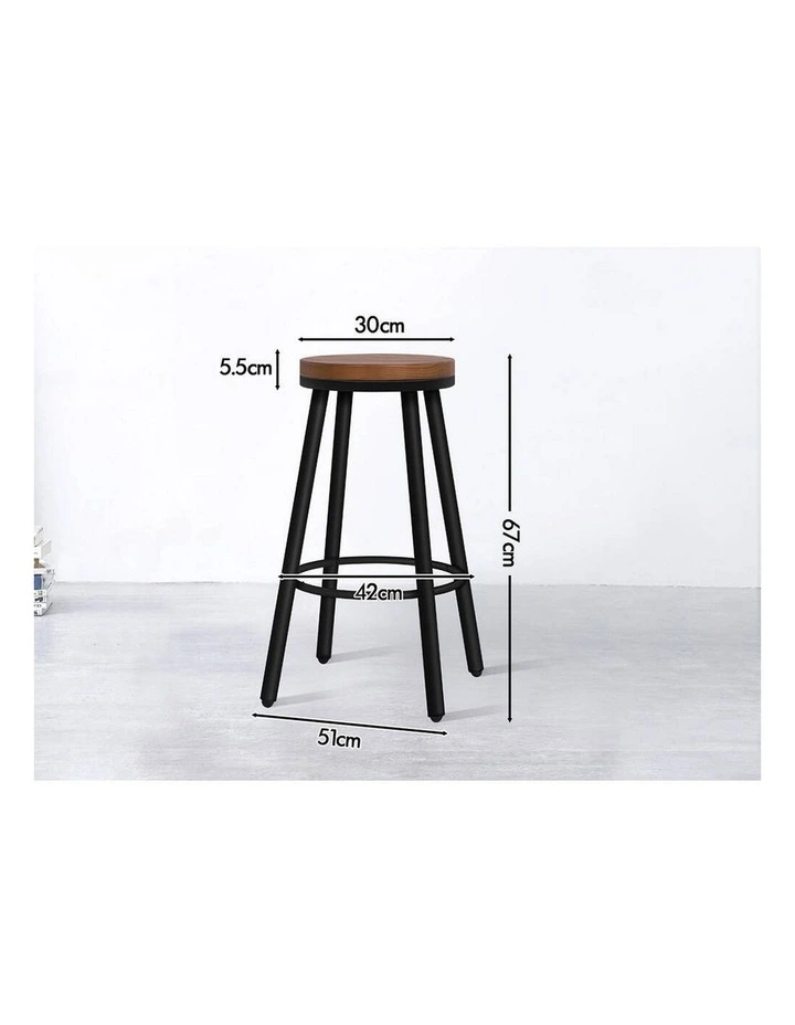 4x Bar Stools Retro Kitchen Vintage Chair Industrial Rocio Black image 2
