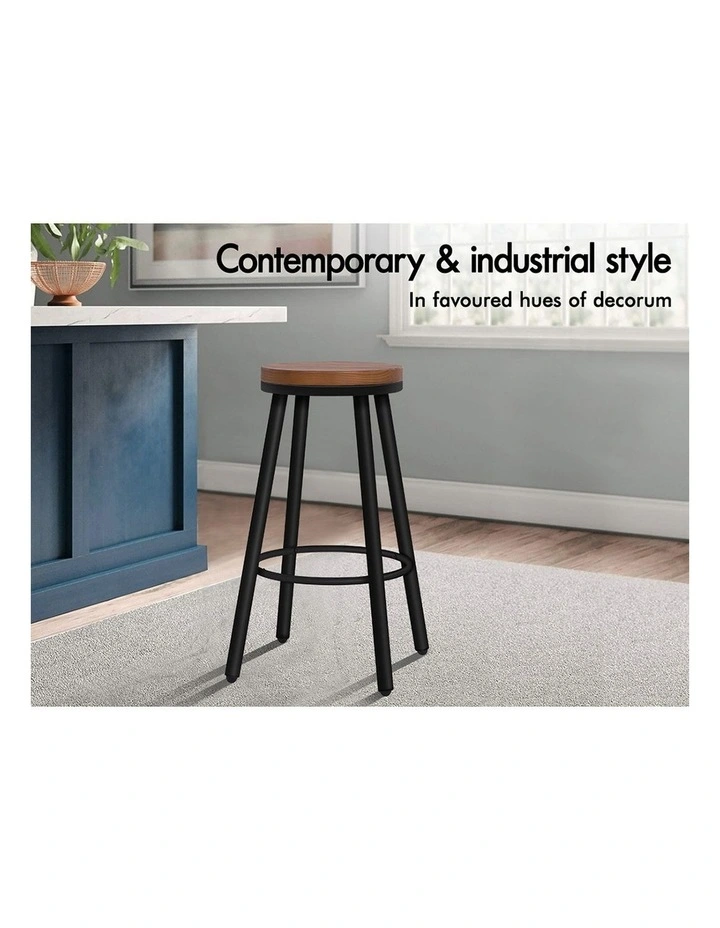 4x Bar Stools Retro Kitchen Vintage Chair Industrial Rocio Black image 5