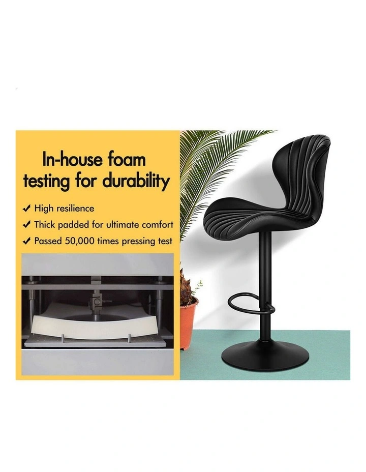 4x Bar Stools Gas Lift Leather Bar Chairs Kitchen Swivel Stella BLACK image 3