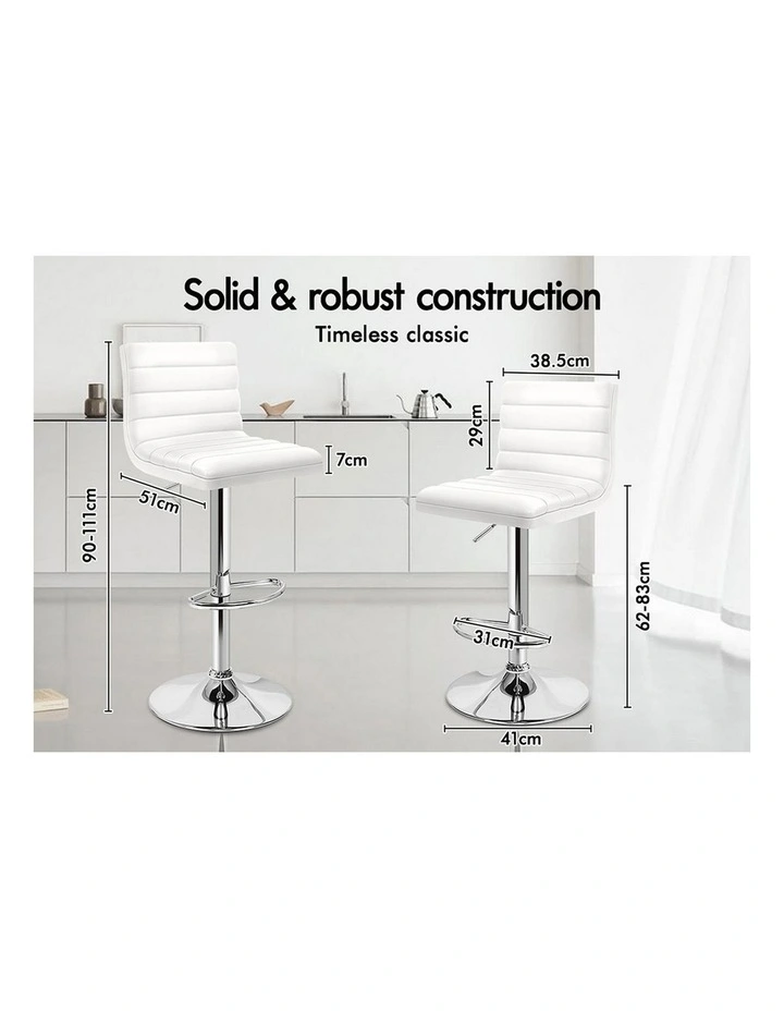 Bar Stools Kitchen Swivel White Ruel x4 image 2