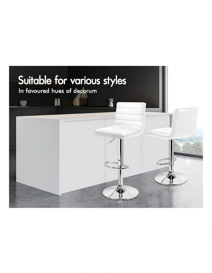 Bar Stools Kitchen Swivel White Ruel x4 image 4
