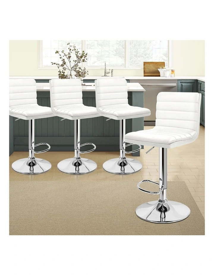 Bar Stools Kitchen Swivel White Ruel x4 image 5