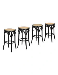 Bar Stools Set of 4 Rattan Mesh Seat Black