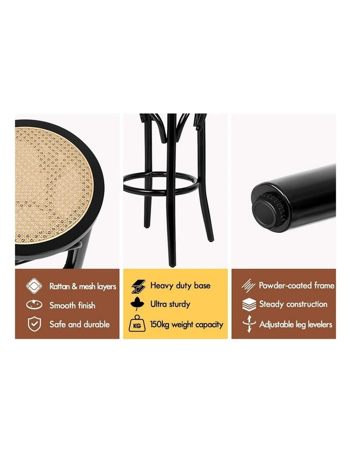 Bar Stools Set of 4 Rattan Mesh Seat Black image 6