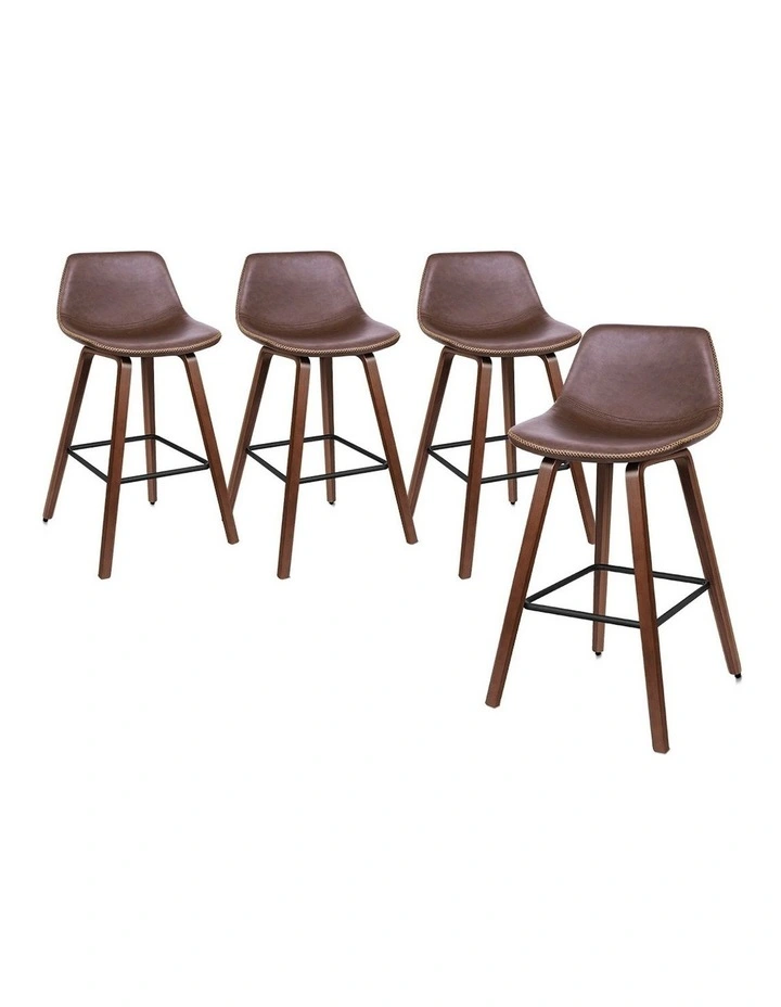Bar Stools Embellished Stitching Coffee Noah x4 image 1