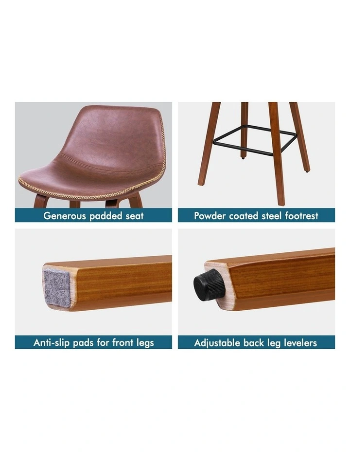 Bar Stools Embellished Stitching Coffee Noah x4 image 4