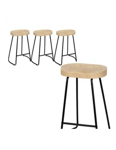 4x Bar Stools 65cm Tractor Kitchen Wooden Vintage Chair Natural