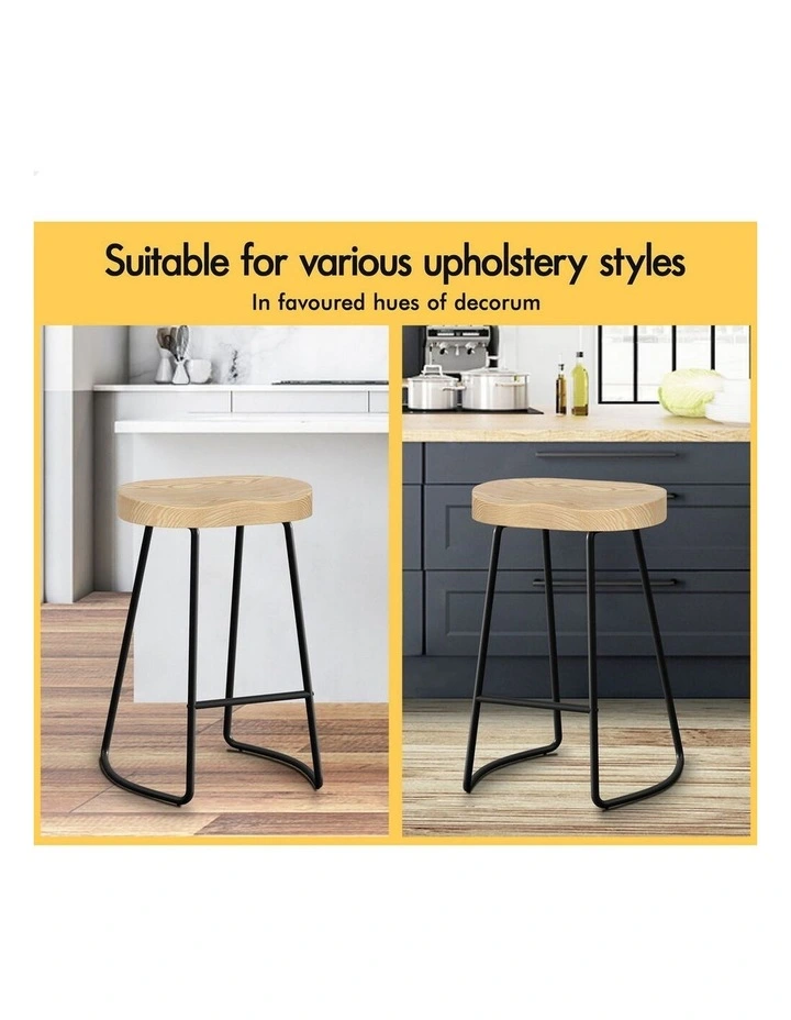 4x Bar Stools 65cm Tractor Kitchen Wooden Vintage Chair Natural image 6