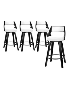 Bar Stools  Swivel Leather Dining Chair x4 in Black White