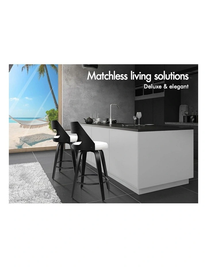 Bar Stools  Swivel Leather Dining Chair x4 in Black White image 2