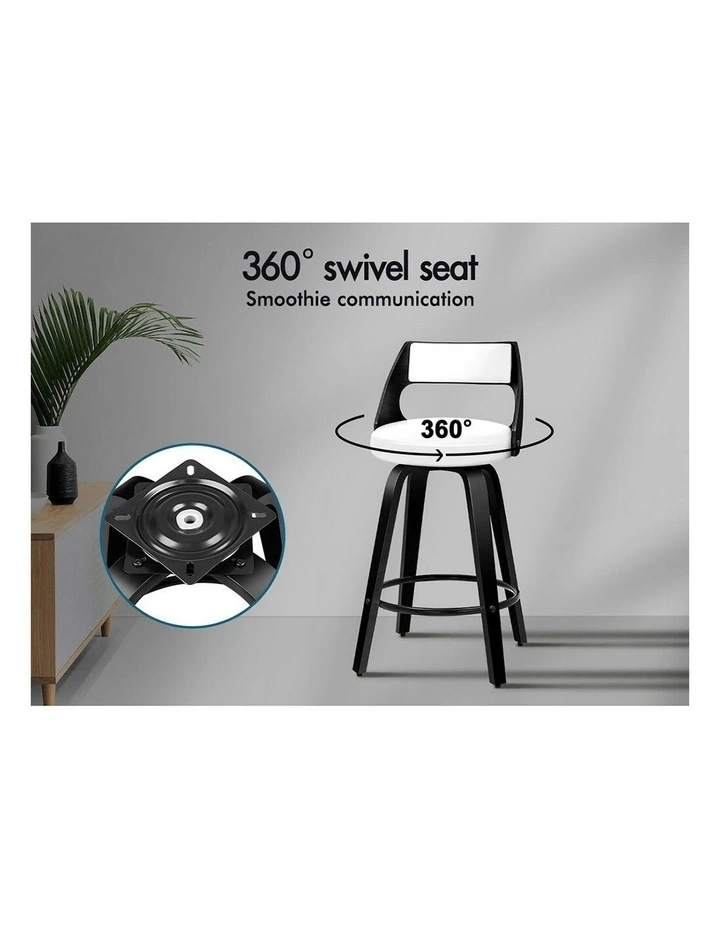 Bar Stools  Swivel Leather Dining Chair x4 in Black White image 3