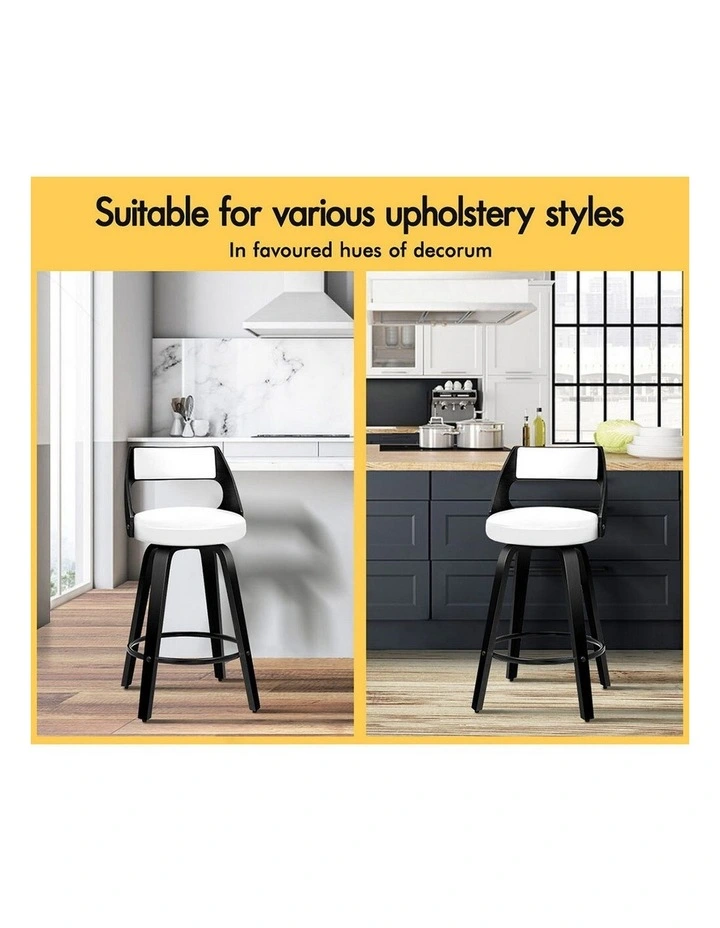 Bar Stools  Swivel Leather Dining Chair x4 in Black White image 4