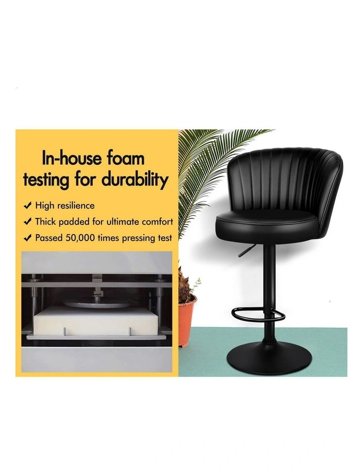 4x Bar Stools Gas Lift Leather Bar Chairs Kitchen Swivel Dylan ALL BLACK image 6