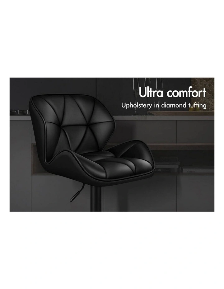 Bar Stools Rhombus Motif Stools All Black Willa x4 image 2