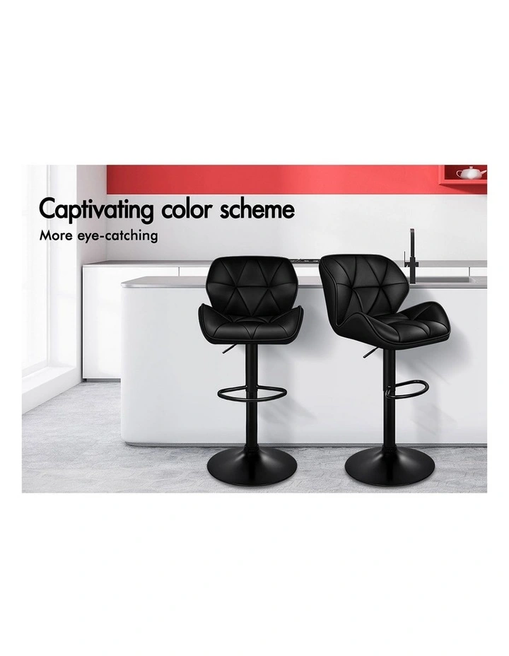 Bar Stools Rhombus Motif Stools All Black Willa x4 image 3