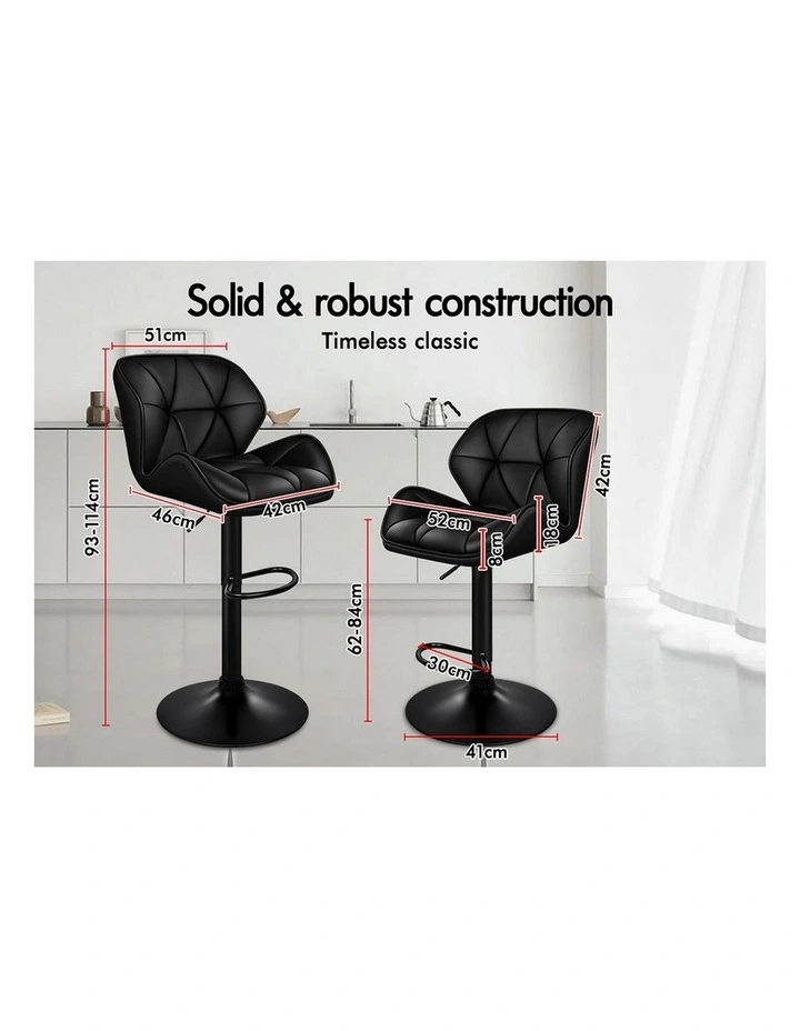Bar Stools Rhombus Motif Stools All Black Willa x4 image 7