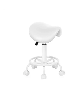 Salon Stool Saddle Swivel Barber Hair Dress Chair Sierra All White
