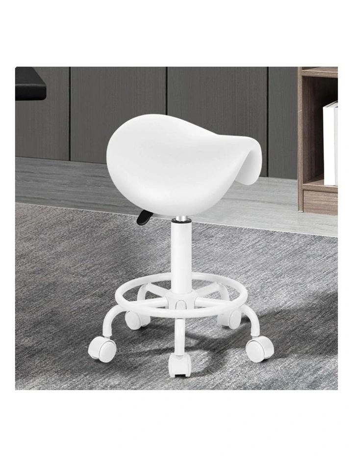 Salon Stool Saddle Swivel Barber Hair Dress Chair Sierra All White image 3