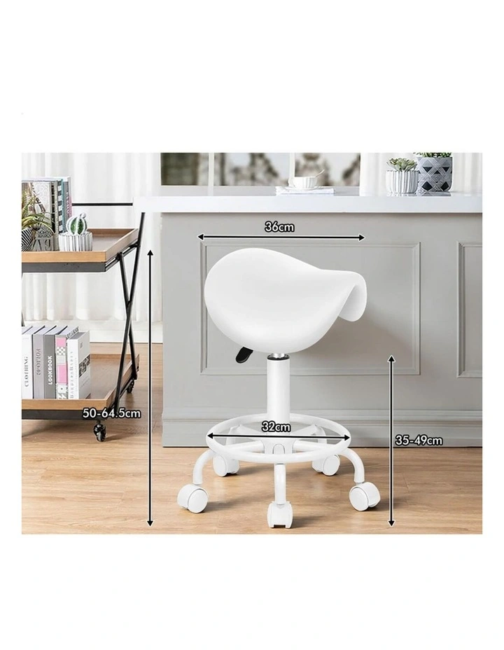 Salon Stool Saddle Swivel Barber Hair Dress Chair Sierra All White image 6