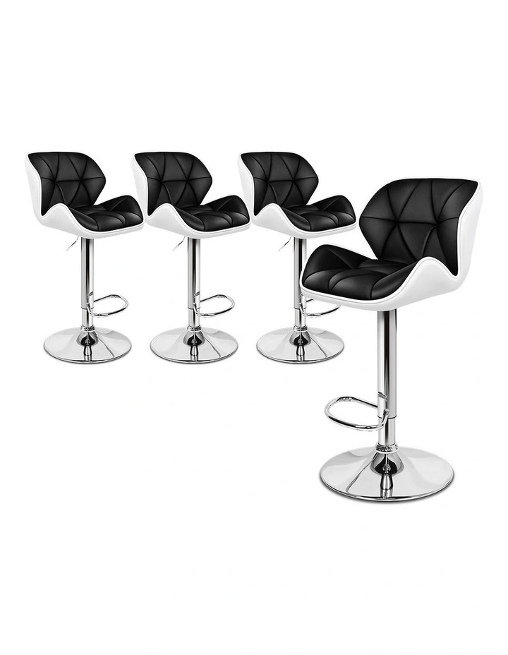 Bar Stools Rhombus Motif Stools Black & White Willa x4 image 1