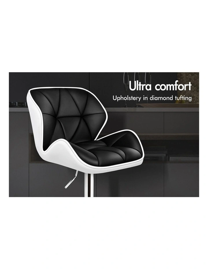 Bar Stools Rhombus Motif Stools Black & White Willa x4 image 2