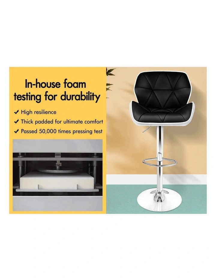 Bar Stools Rhombus Motif Stools Black & White Willa x4 image 4