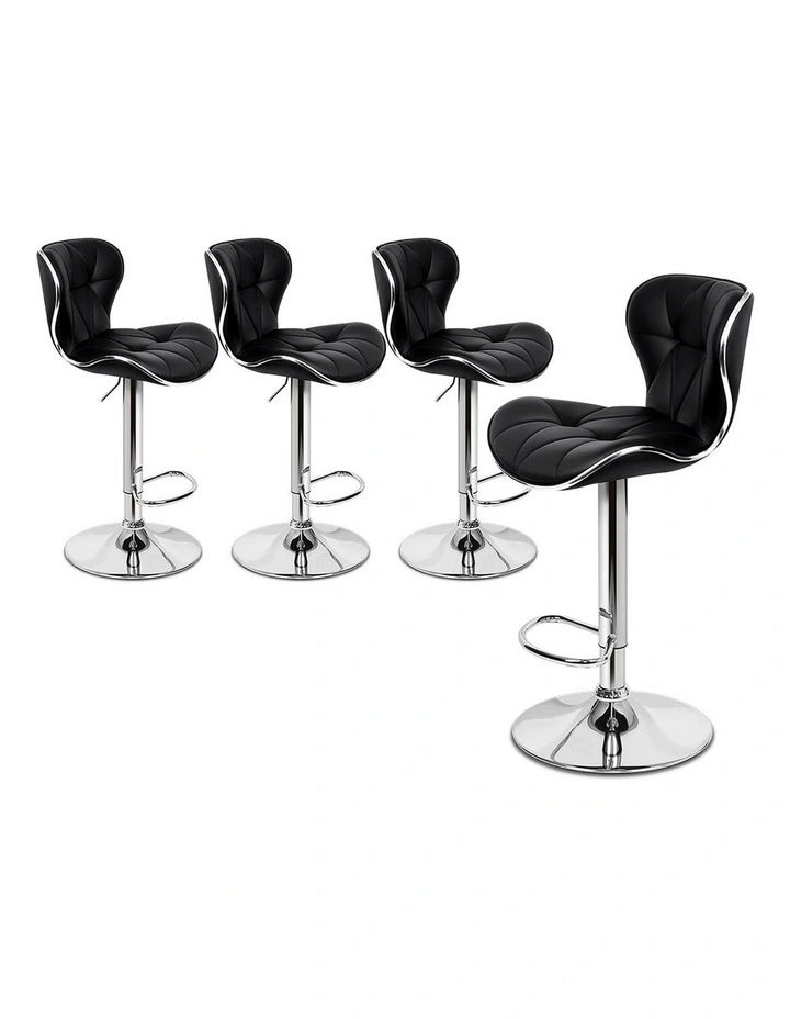 Bar Stools Triangle Motif Black Luna x4 image 1