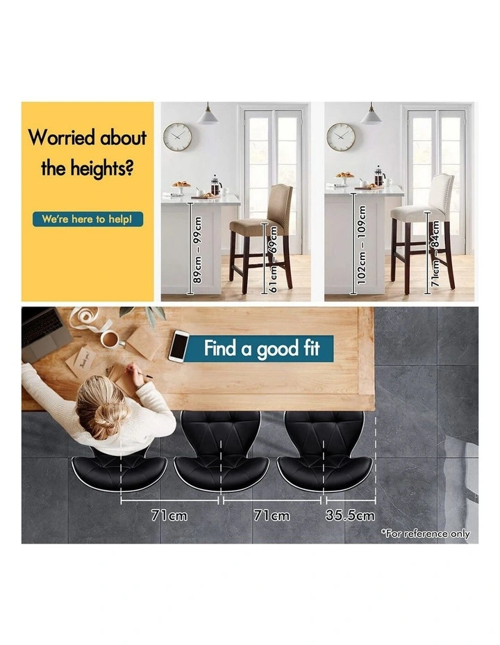 Bar Stools Triangle Motif Black Luna x4 image 5