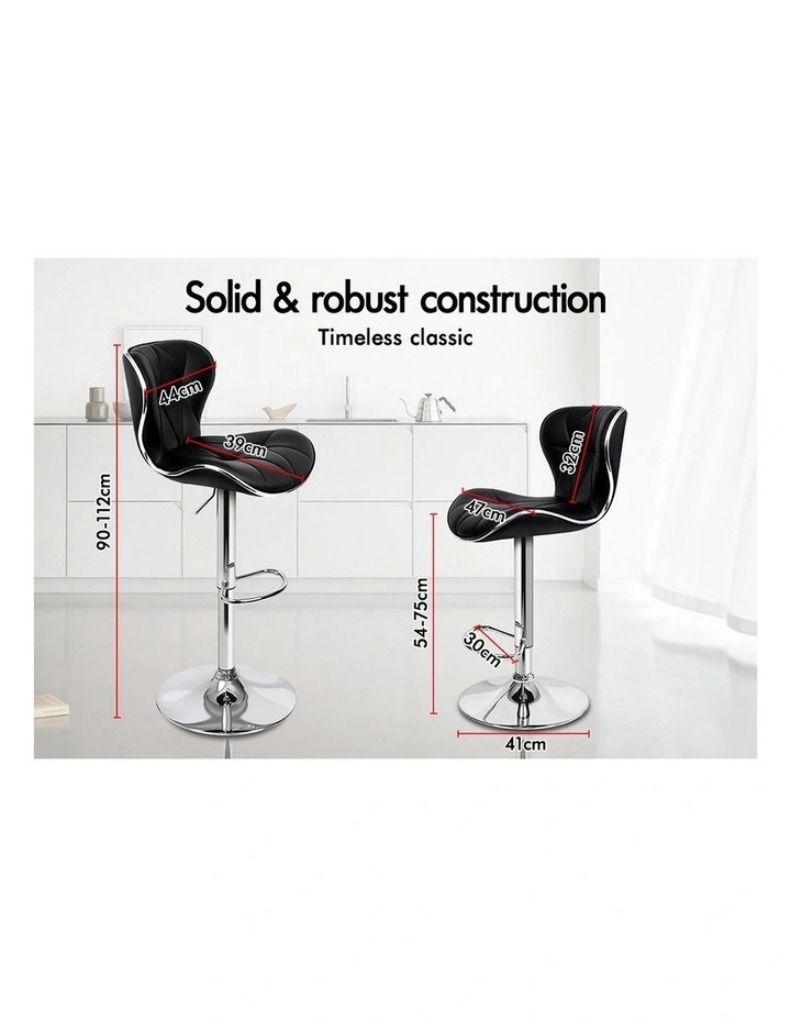 Bar Stools Triangle Motif Black Luna x4 image 7