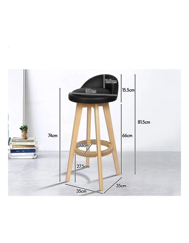Bar Stools Wooden Black X4 image 2