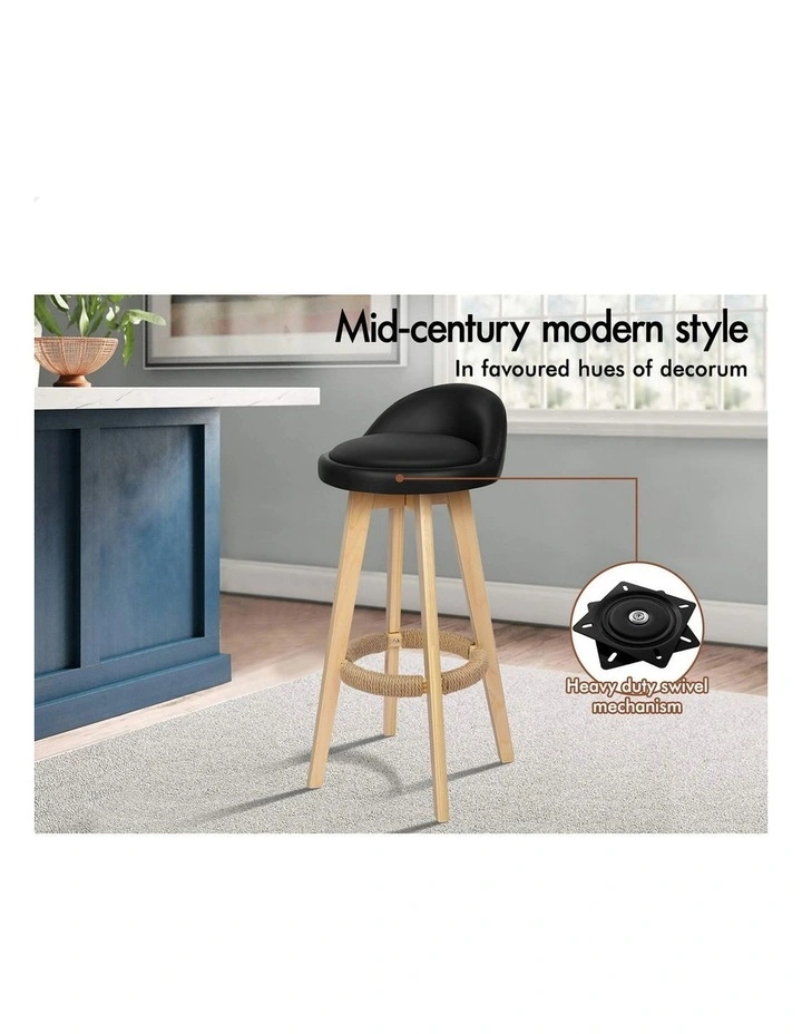 Bar Stools Wooden Black X4 image 4