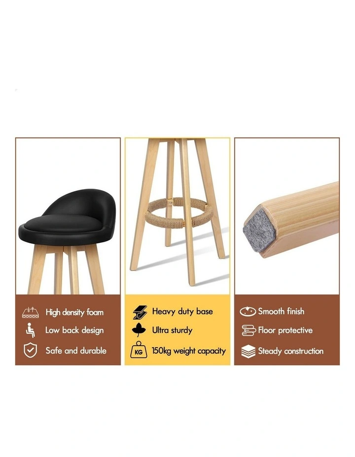 Bar Stools Wooden Black X4 image 7