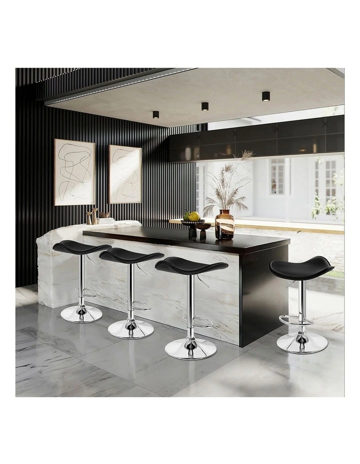 Bar Stools Kitchen Swivel Black Portia x4 image 6