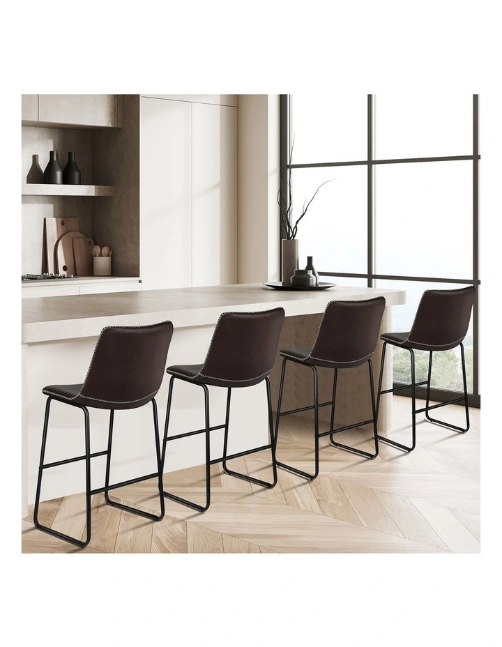 4x Bar Stools 66cm Kitchen Counter Metal Vintage Dining Chairs Coffee image 2
