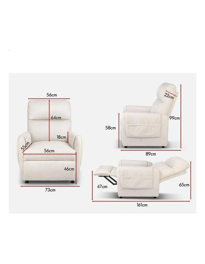 Recliner Chair Electric Auto Recline Armchair Lounge Sofa Fabric Beige image 4