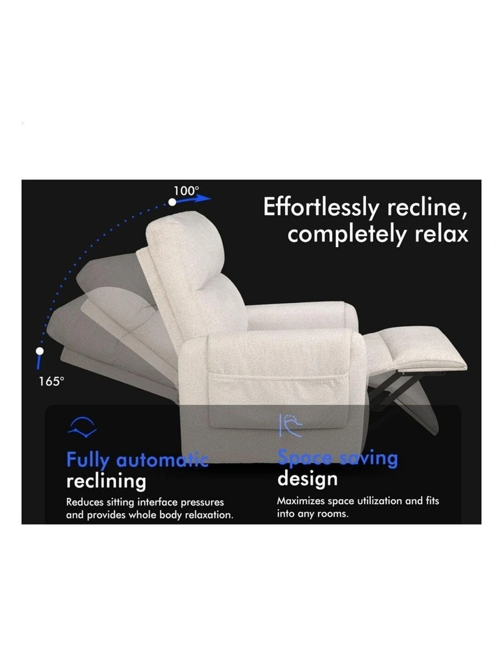 Recliner Chair Electric Auto Recline Armchair Lounge Sofa Fabric Beige image 6